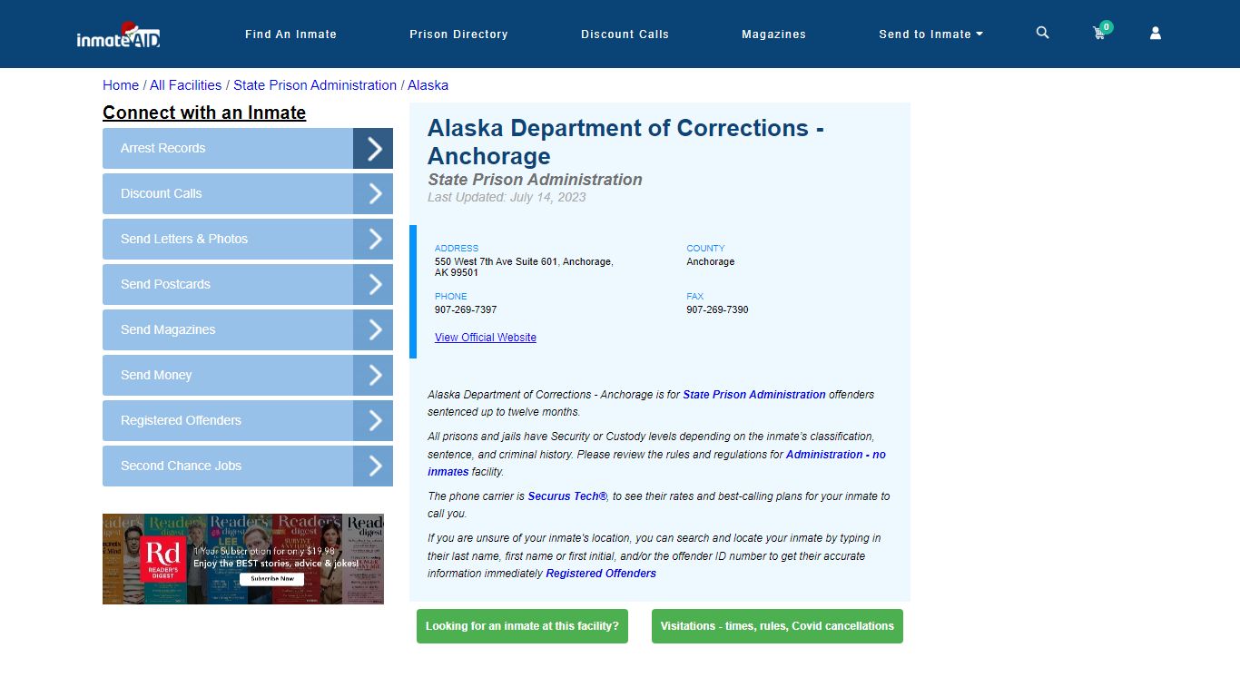 Alaska Department of Corrections - Anchorage & Inmate Search ...